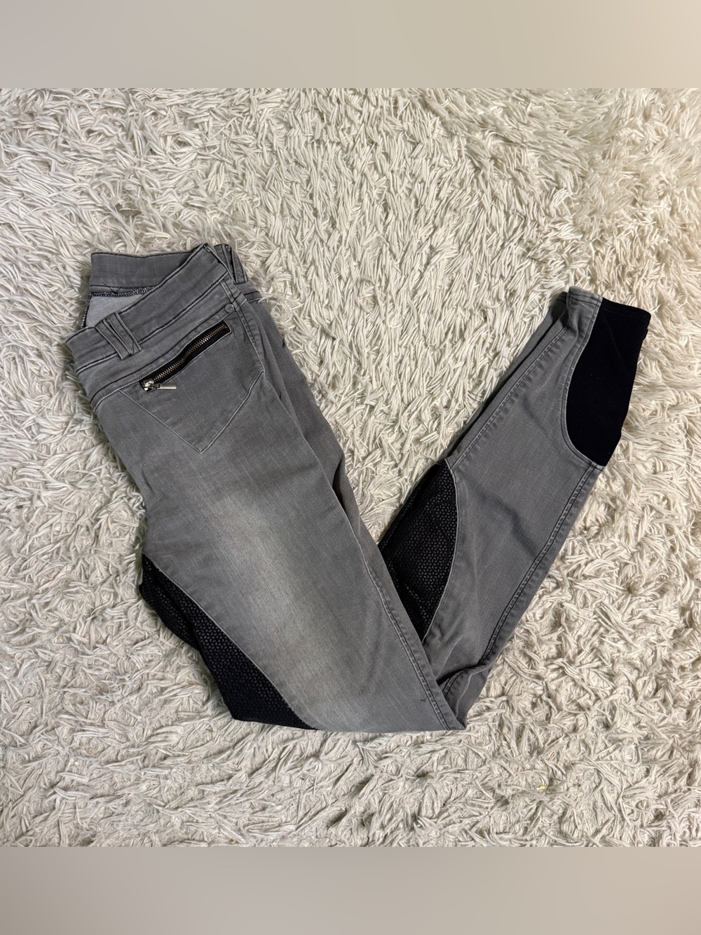 Women’s Size 24R Grey/Black Euro Star Full Seat Horseback Riding Breeches